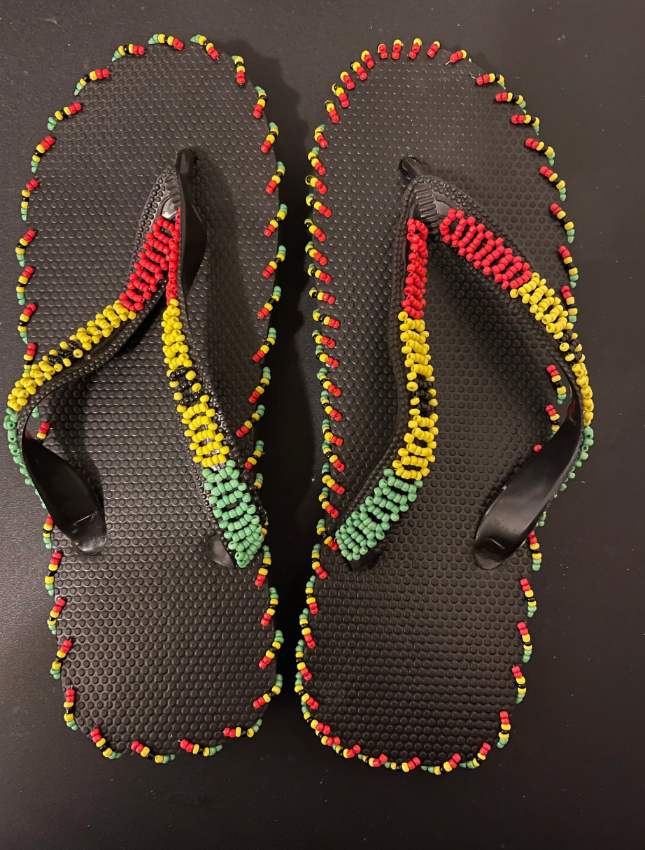 Ghana Flag Beaded Flip Flops sandals