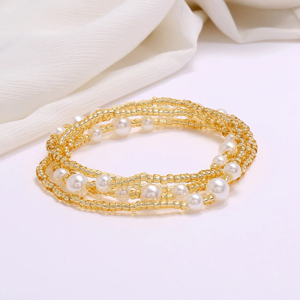 New Fashion Multi-layer Handmade Colored Rice Beads Beach Chain Summer Popular Waist Chain Women BD7051