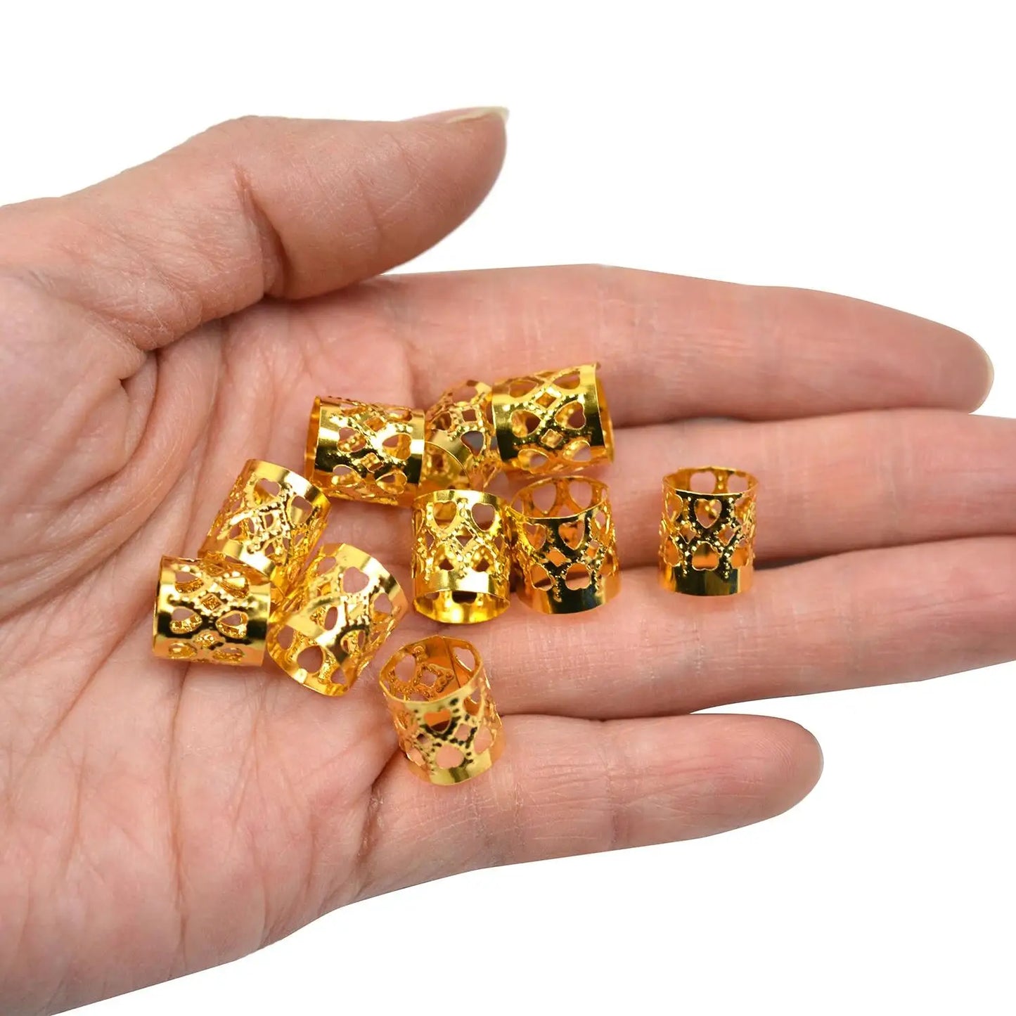 100 Pcs African Hair Bead Hair Braid Rings Dreadlocks Beads Metal Cuffs Aluminum Dread Locks for Hair Styling