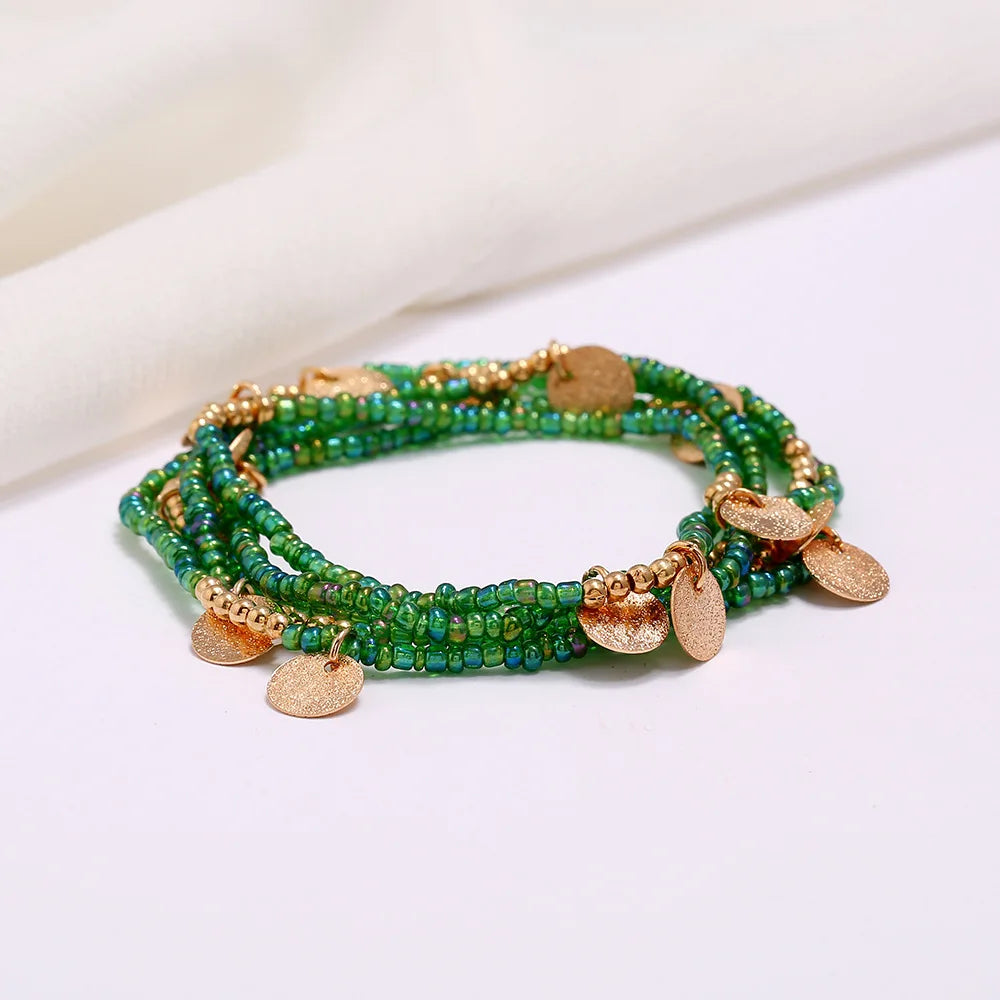 New Fashion Multi-layer Handmade Colored Rice Beads Beach Chain Summer Popular Waist Chain Women BD7051