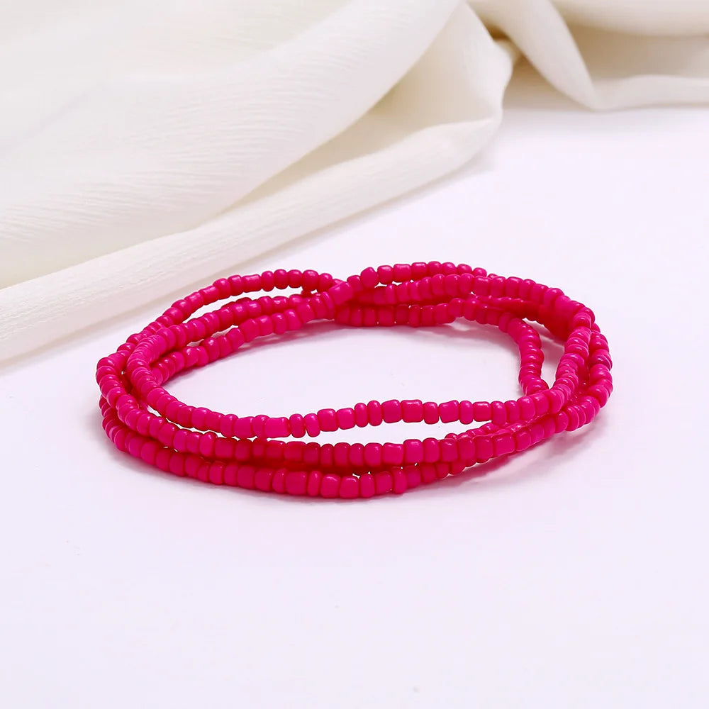 New Fashion Multi-layer Handmade Colored Rice Beads Beach Chain Summer Popular Waist Chain Women BD7051