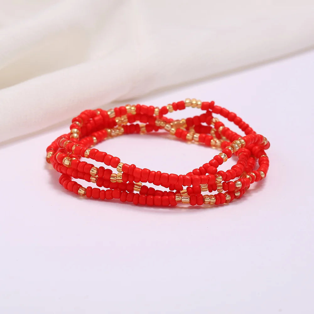 New Fashion Multi-layer Handmade Colored Rice Beads Beach Chain Summer Popular Waist Chain Women BD7051