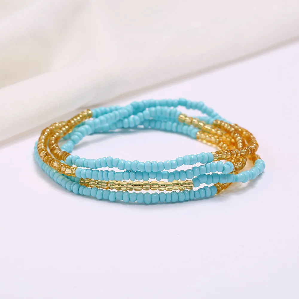New Fashion Multi-layer Handmade Colored Rice Beads Beach Chain Summer Popular Waist Chain Women BD7051