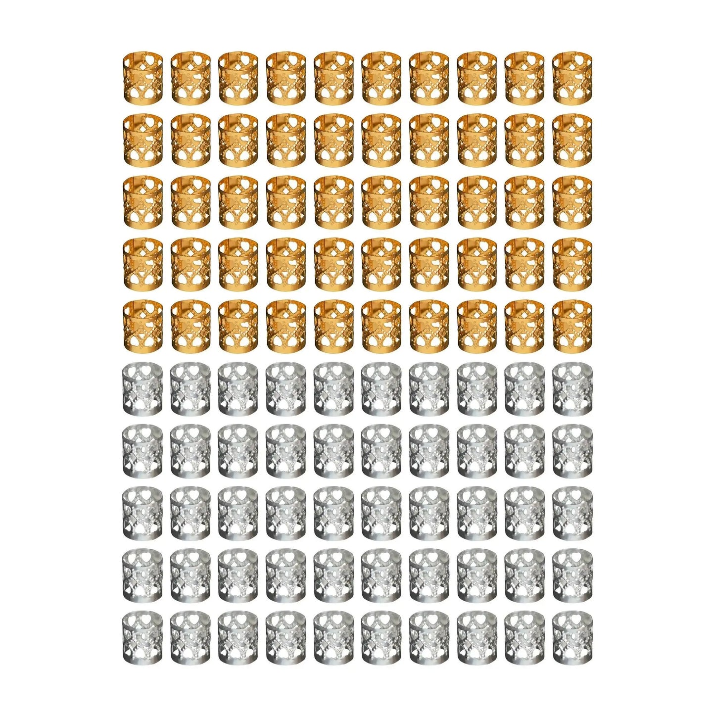 100 Pcs African Hair Bead Hair Braid Rings Dreadlocks Beads Metal Cuffs Aluminum Dread Locks for Hair Styling