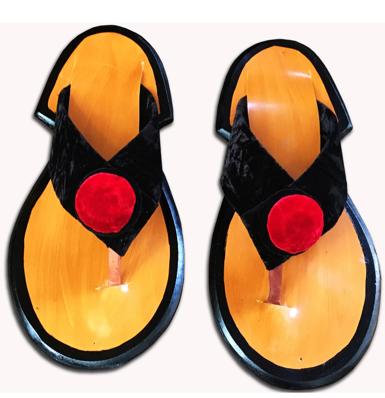 Traditional Red and Black Velvet Leather Handmade Slippers Men’s Shoe Sandals