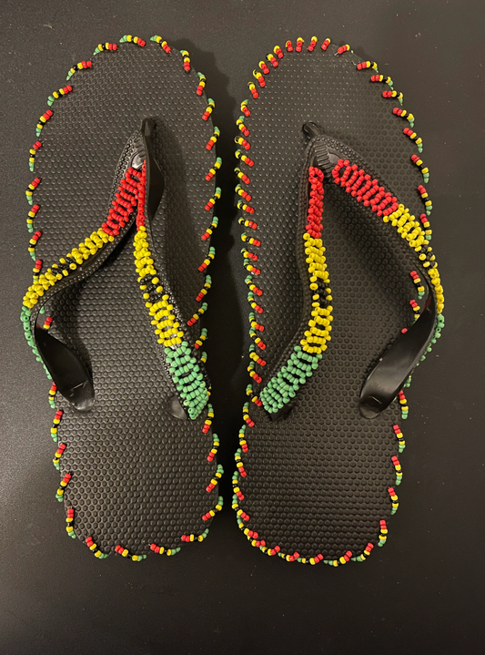 Ghana Flag Beaded Flip Flops sandals