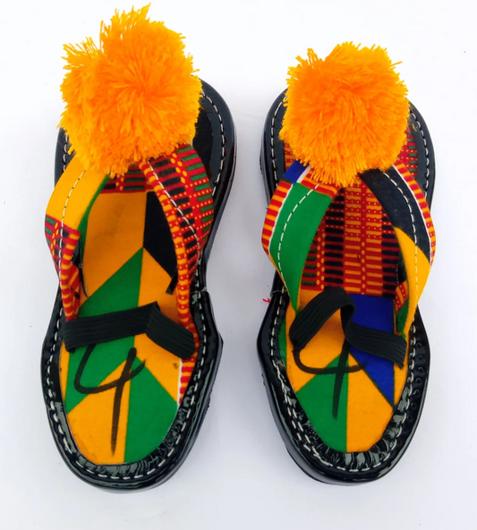Hand Made Women Kente Sandals for Little Kids