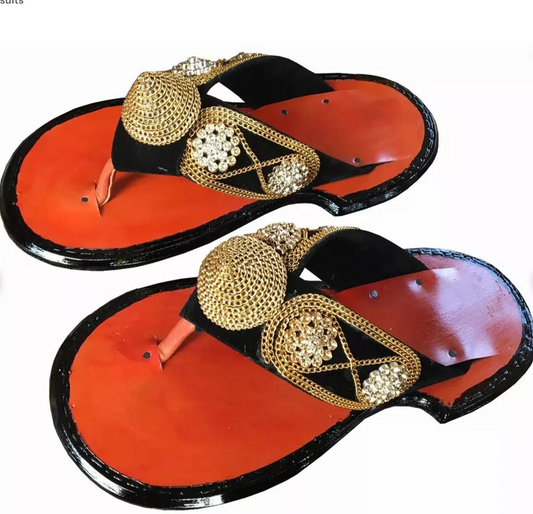 Men's Traditional Slippers Ghanaian Handmade Ahenema Leather Slippers Men's Shoe Sandals