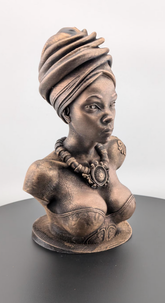 African Decor Art – African Sculpture Bust of Black Woman, Cultural Art for Home
