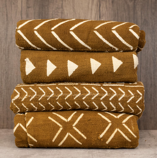 African Mud Cloth: Handmade West African Textile, Premium Cotton Fabric for Home Decor & Design (Caramel Brown)