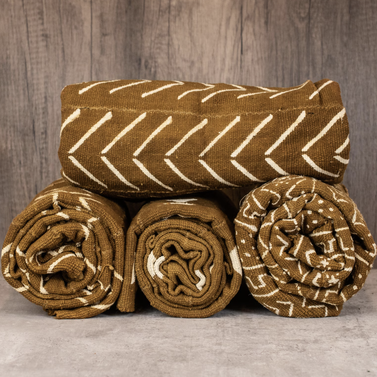 African Mud Cloth: Handmade West African Textile, Premium Cotton Fabric for Home Decor & Design (Caramel Brown)