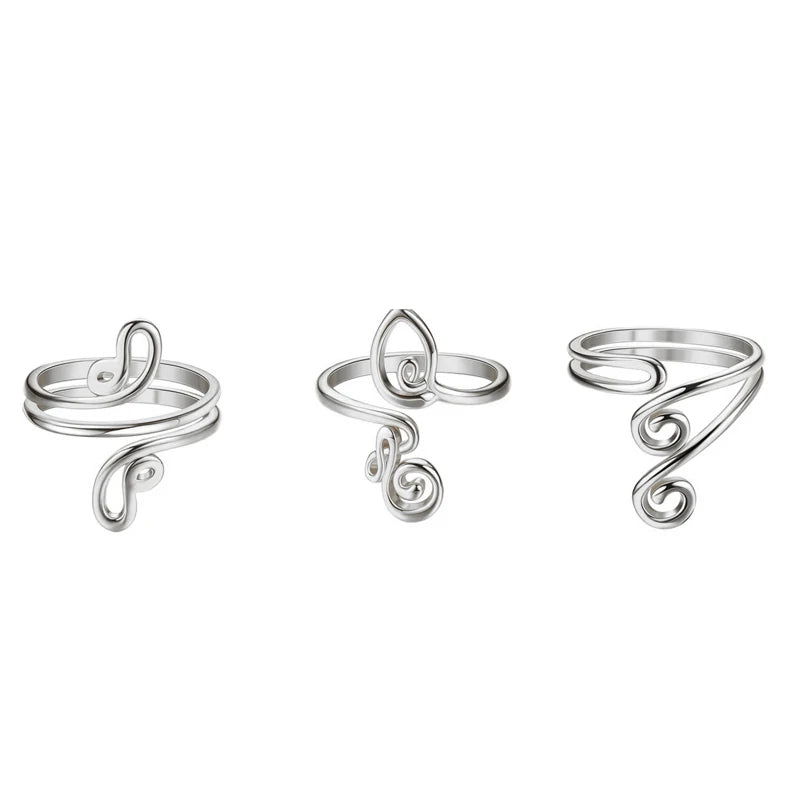 3Pcs Adjustable Toe Rings for Women Open African Toe Rings Summer Beach Foot Jewelry