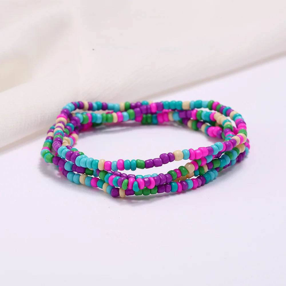 New Fashion Multi-layer Handmade Colored Rice Beads Beach Chain Summer Popular Waist Chain Women BD7051